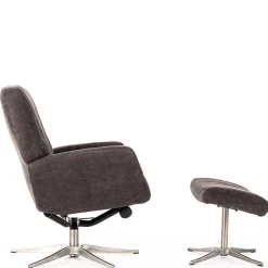 Wohnen Samt Retrosessel mit Fußhocker - Gilianoa (zweiteilig)