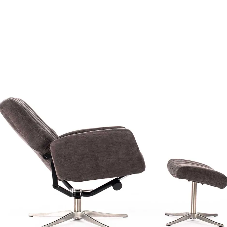 Wohnen Samt Retrosessel mit Fußhocker - Gilianoa (zweiteilig)