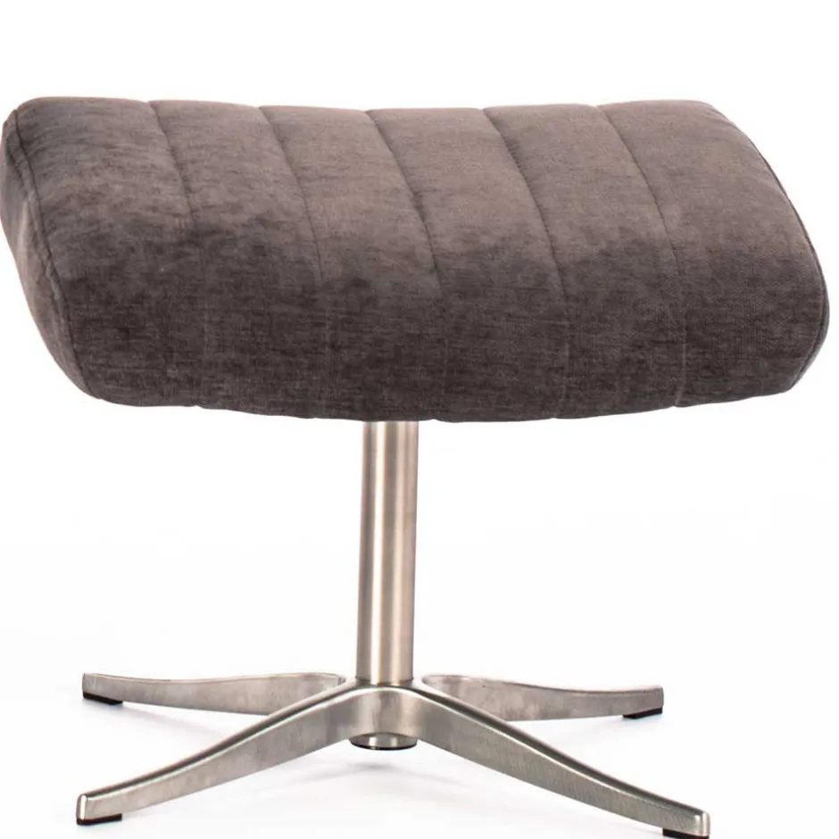 Wohnen Samt Retrosessel mit Fußhocker - Gilianoa (zweiteilig)