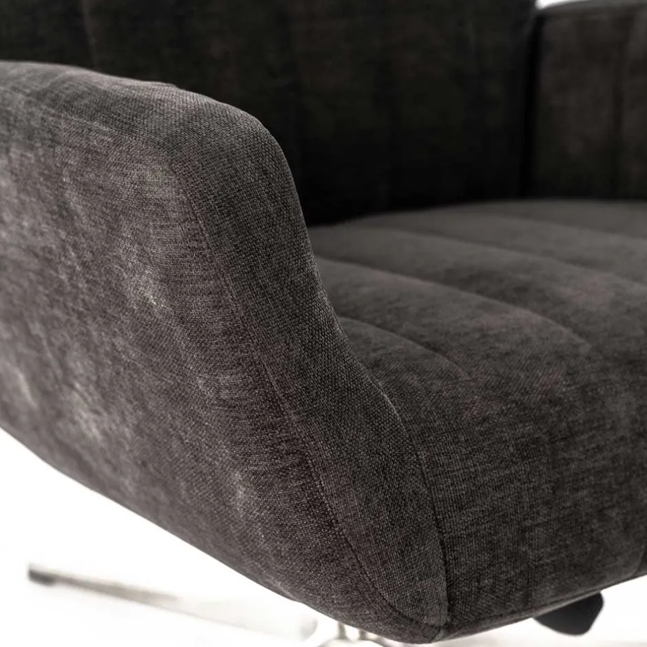 Wohnen Samt Retrosessel mit Fußhocker - Gilianoa (zweiteilig)