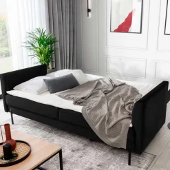 Wohnen Samt Schlafcouch in Schwarz - Sabadella