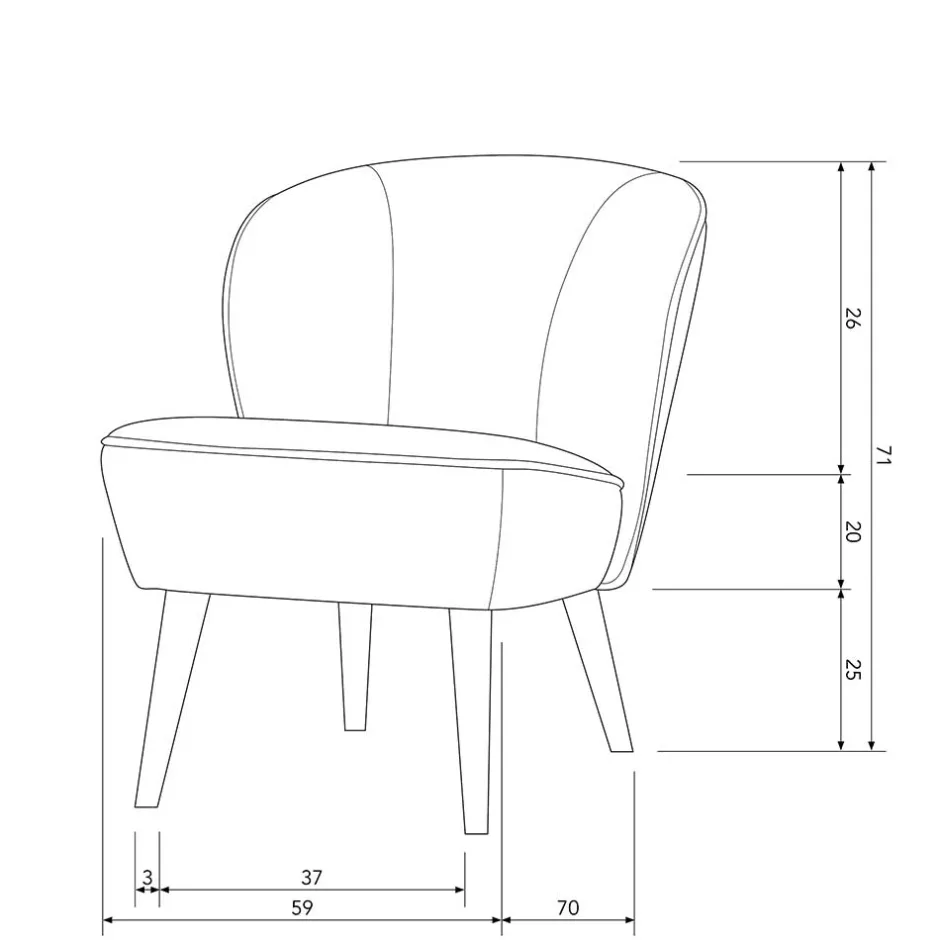 Wohnen Samt Sessel in Flieder - ohne Armlehnen - Barna