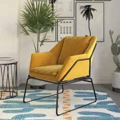 Wohnen Samt Sessel in Gelb Samt - Meckey