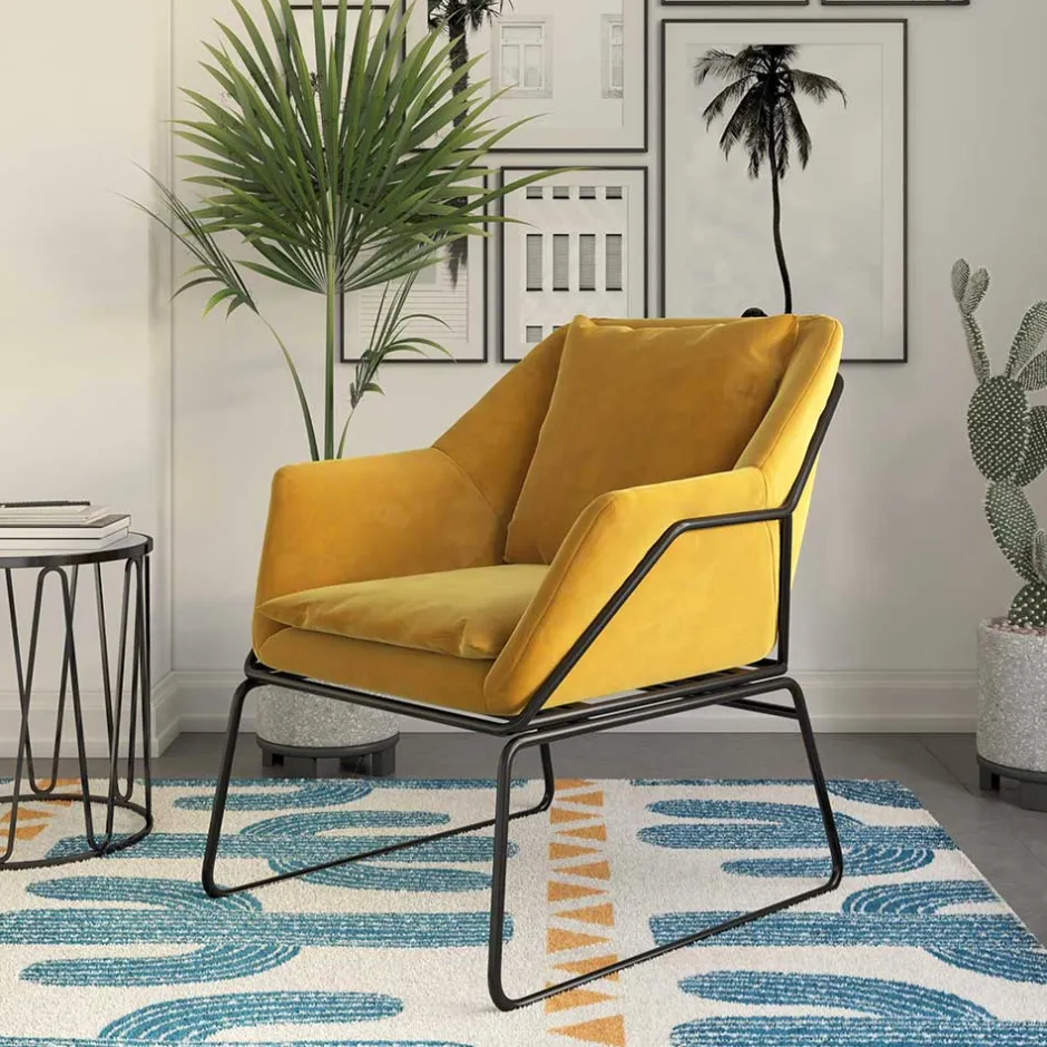 Wohnen Samt Sessel in Gelb Samt - Meckey