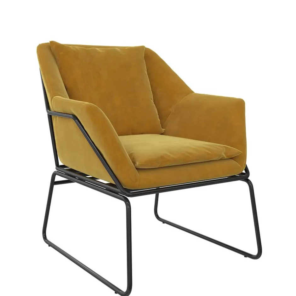 Wohnen Samt Sessel in Gelb Samt - Meckey
