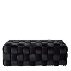 Wohnen Samt Sitzbank in Schwarz Flechtdesign - Addara