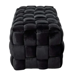 Wohnen Samt Sitzbank in Schwarz Flechtdesign - Addara