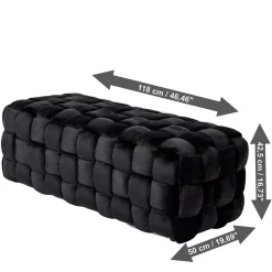 Wohnen Samt Sitzbank in Schwarz Flechtdesign - Addara