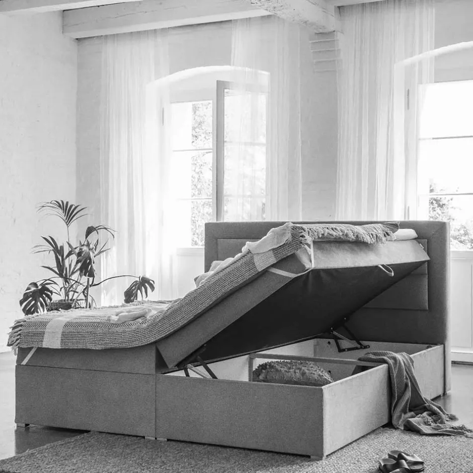 Wohnen Samt Stauraumbett in Altrosa - Green