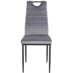 Samt Stühle mit Quersteppung in Grau - Pysio (Set)^Wohnen New