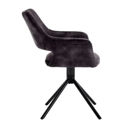 Wohnen Samt Tischsessel in Anthrazit - Keviz (2er Set)