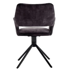 Wohnen Samt Tischsessel in Anthrazit - Keviz (2er Set)