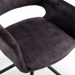 Wohnen Samt Tischsessel in Anthrazit - Keviz (2er Set)