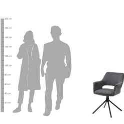 Wohnen Samt Tischsessel in Anthrazit - Keviz (2er Set)