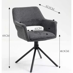 Wohnen Samt Tischsessel in Anthrazit - Keviz (2er Set)