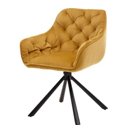 Wohnen Samt Tischsessel in Gold mit Schwarz - Viradio (2er Set)