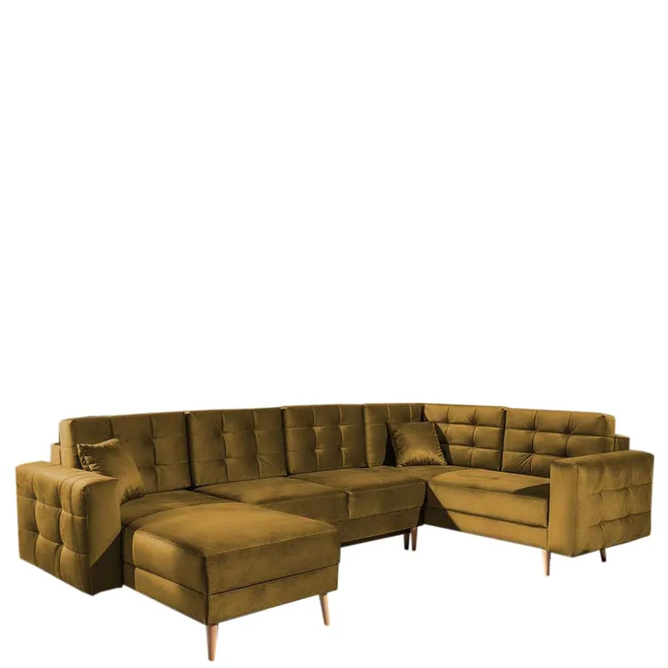 Samt U-Sofa in Senfgelb - Janluca^Wohnen