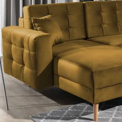 Samt U-Sofa in Senfgelb - Janluca^Wohnen