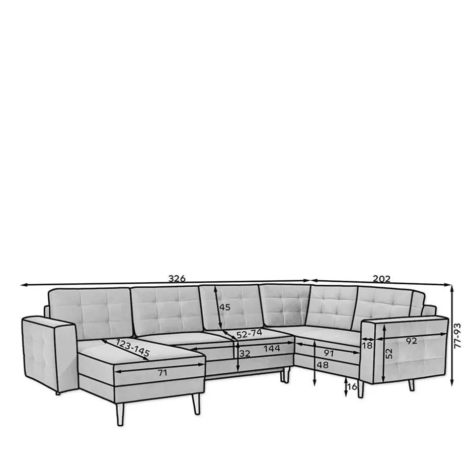 Samt U-Sofa in Senfgelb - Janluca^Wohnen