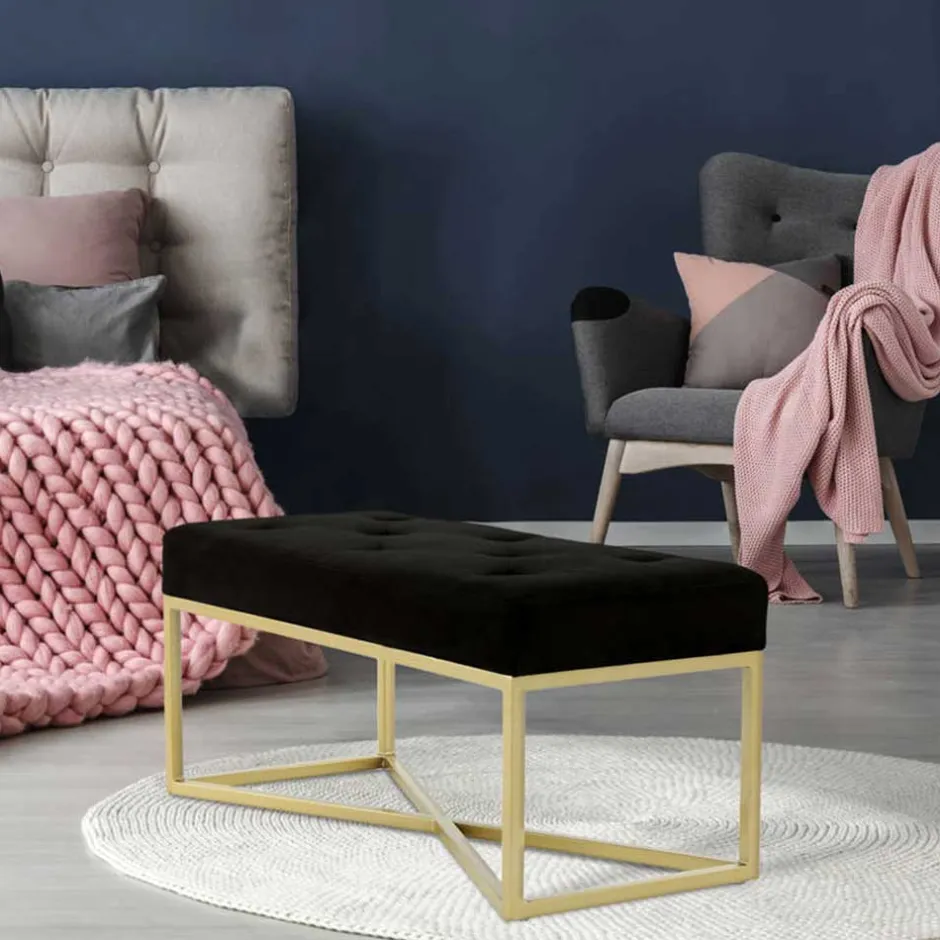 Samtbank in Schwarz mit Gold - Carantec^Wohnen Discount