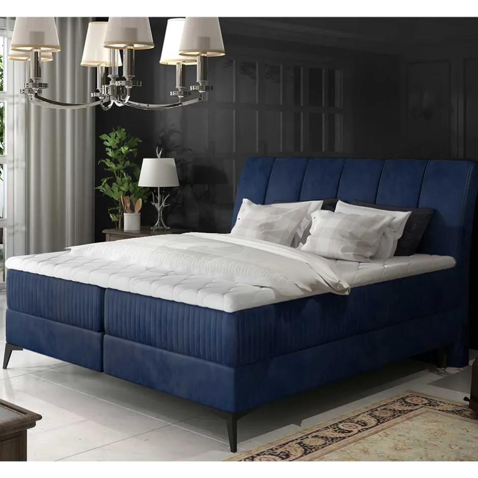 Wohnen Samtbett mit Matratzen in Dunkelblau - Dessa