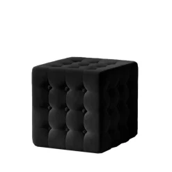 Samthocker mit Knöpfen in Schwarz - Nanylea^Wohnen Discount