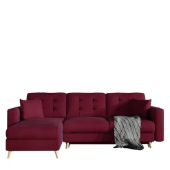 Samt-L-Sofa in Bordeaux Rot - Delphima^Wohnen Hot