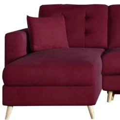 Samt-L-Sofa in Bordeaux Rot - Delphima^Wohnen Hot