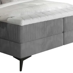 Wohnen Samt-Polsterbett in Grau mit Matratzen - Breyan