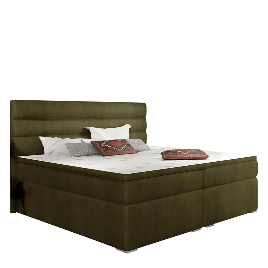 Wohnen Samt-Polsterbett in Oliv Grün - Frisata