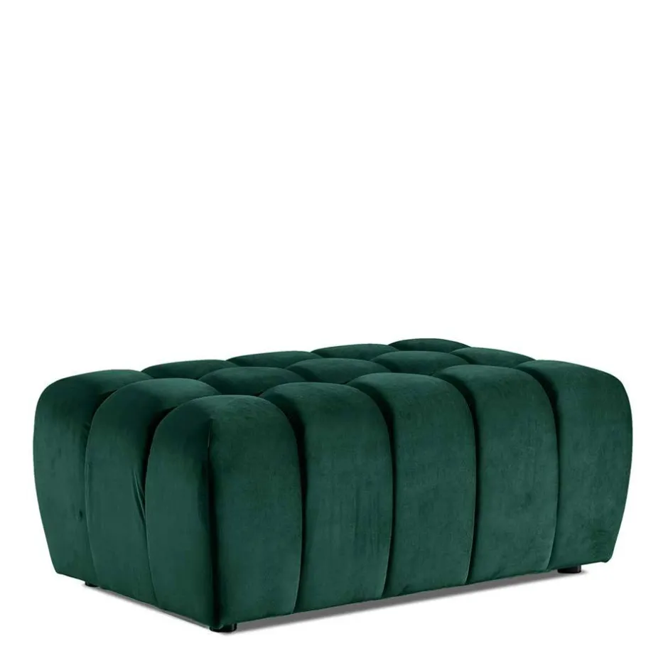 Samt-Polsterhocker in Grün - Olenka^Wohnen Outlet