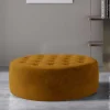 Wohnen Samt-Polsterhocker in Senfgelb - Baixon