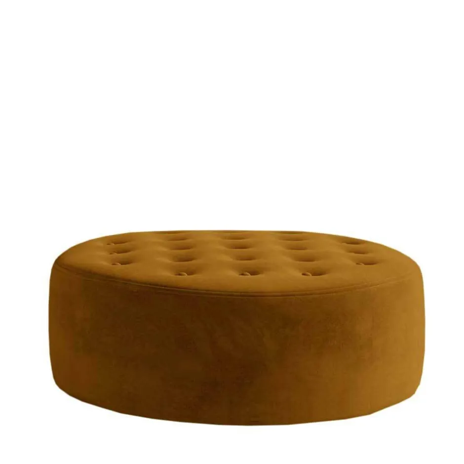 Wohnen Samt-Polsterhocker in Senfgelb - Baixon