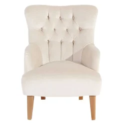 Samtsessel mit Ohren in Creme - Iceline^Wohnen New
