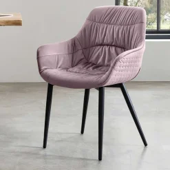 Samtstuhl mit Armlehnen in Altrosa - Blacer^Wohnen Sale