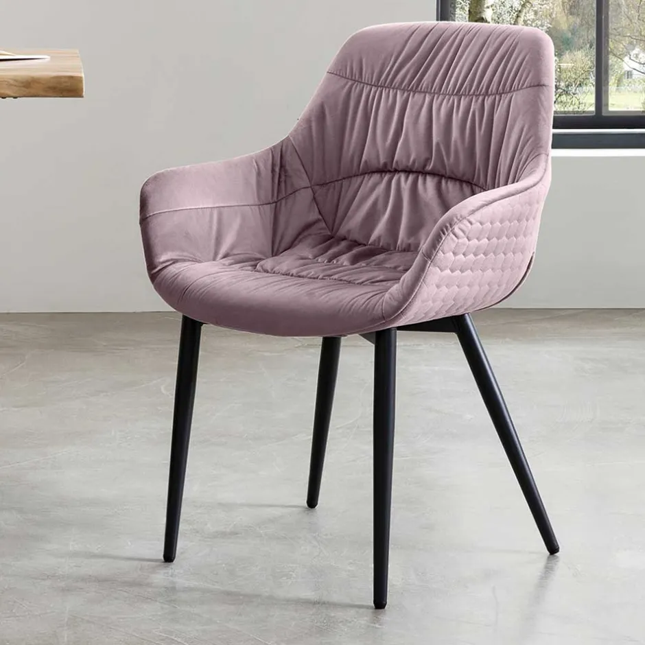 Samtstuhl mit Armlehnen in Altrosa - Blacer^Wohnen Sale