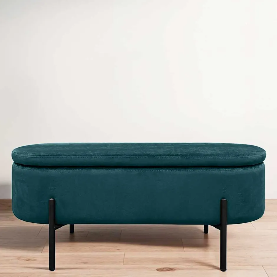 Samt-Truhenbank in Dunkelgrün - Comota^Wohnen Sale