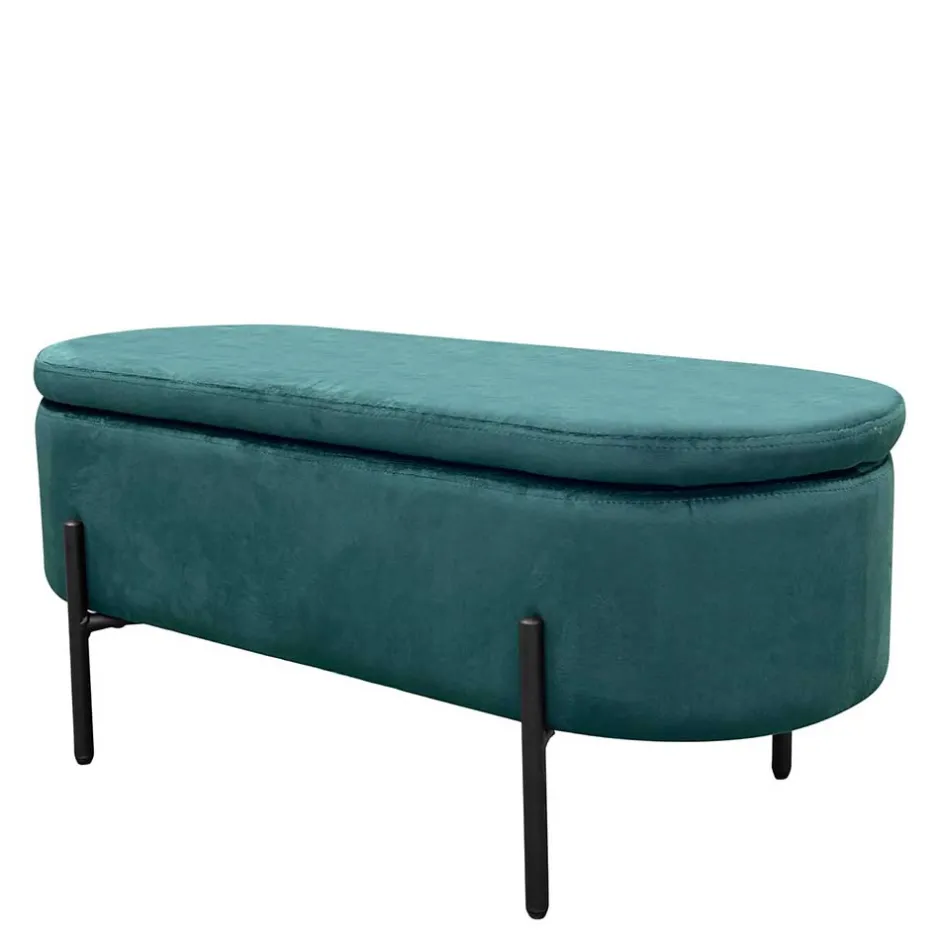 Samt-Truhenbank in Dunkelgrün - Comota^Wohnen Sale