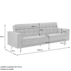 Samtvelours Federkerncouch mit Bettfunktion - Vlacoma^Wohnen Best