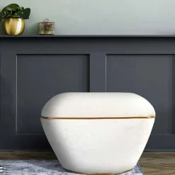 Samtvelours Hocker in Cremeweiß - Cedrom^Wohnen Outlet