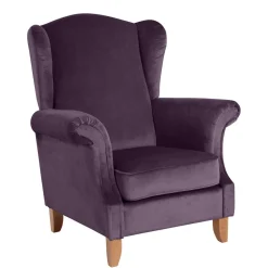 Wohnen Samtvelours Ohrensessel in Dunkellila - Aglaia