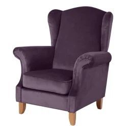 Wohnen Samtvelours Ohrensessel in Dunkellila - Aglaia