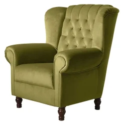 Wohnen Samtvelours Ohrensessel im Chesterfield Look - Erulina