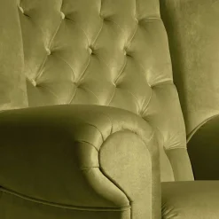 Wohnen Samtvelours Ohrensessel im Chesterfield Look - Erulina