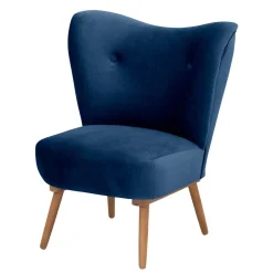 Wohnen Samtvelours Sessel in Dunkelblau und Erle - Tazza