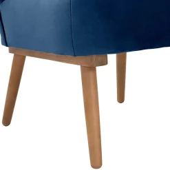 Wohnen Samtvelours Sessel in Dunkelblau und Erle - Tazza