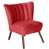 Samtvelours Sessel in Rot und Nussbaum - Darand^Wohnen Sale