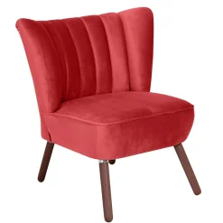 Samtvelours Sessel in Rot und Nussbaum - Darand^Wohnen Sale