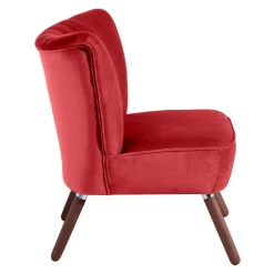 Samtvelours Sessel in Rot und Nussbaum - Darand^Wohnen Sale