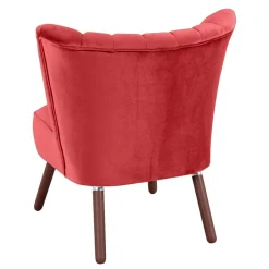 Samtvelours Sessel in Rot und Nussbaum - Darand^Wohnen Sale